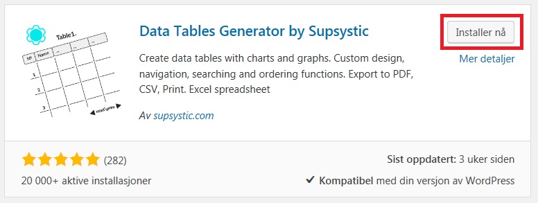 Data tables generator